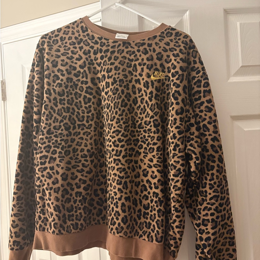 Nike Brown and Black Leopard Print Sweatshirt